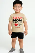 Solid Cotton Blend Top & Bottom Set for Boys 