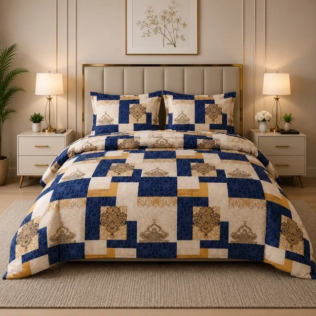 Simple Home 120TC Geometry Queen Bedsheet 88x96inch Multicolor