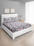 Glace Cotton Printed Fitted Double Bedsheet with Two Pillow Covers 