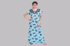 Hosiery Printed Nightdress for Women (Blue, Free size)