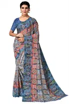 Kanooda Prints Georgette Women Saree With Un-stitched Blouse 