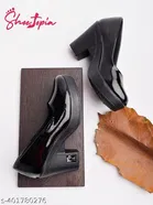 Patent Leather Round Toe Heel Sandals for Women 