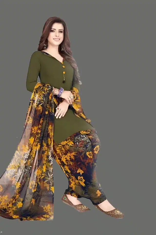 Unstitched Dress Material for Women & Girls (Green)