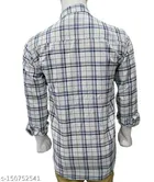 Cotton Blend Checked Shirt for Men, White 