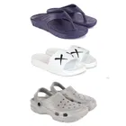 Combo of Clogs with Sliders & Flipflops for Men (Multicolor, 8) (Set of 3)
