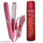 Hair Straightener with Ezxo Hair Spray (Red & Pink, Set of 2)