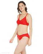 Cotton Blend Solid Lingerie Set for Women 