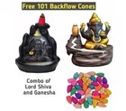 Combo of Ganeshji & Mahadev Idol Smoke Fountain with 101 Pcs Backflow Incense Cones (Multicolor, Set of 2)