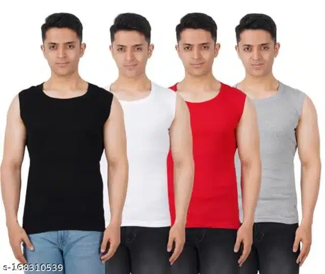 Gym Vests for Men (Multicolor, L) (Pack of 4)