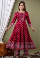 Rayon Printed Kurta with Pant & Dupatta for Women 