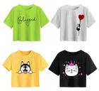 Cotton Printed Crop Tops for Girls (Multicolor, 10-11 Years) (Pack of 4)