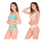 Cotton Blend Solid Non Padded Lingerie Set for Women 