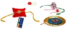 Metal 3 Pcs Rakhi with Greeting card, Roli 