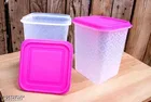 Plastic Storage Containers, Pink, Pack of 6 