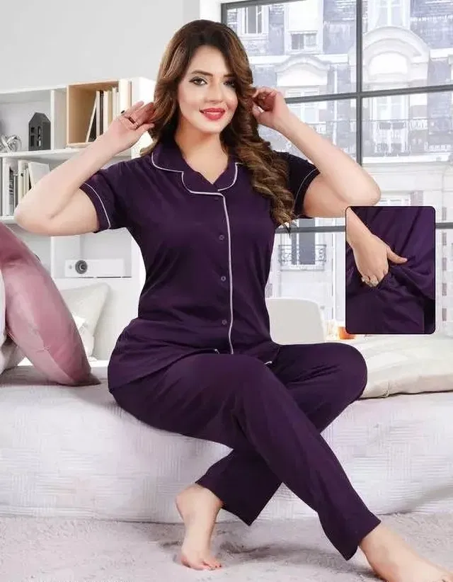 Nightsuit for Women (Navy Blue, XXL)