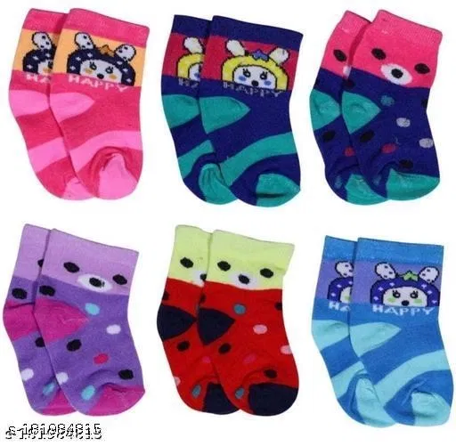 Cotton Socks for Kids (Multicolor, 4-5 Years) (Set of 6)