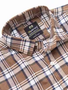 Cotton Blend Checkered Shirt for Men, Brown 