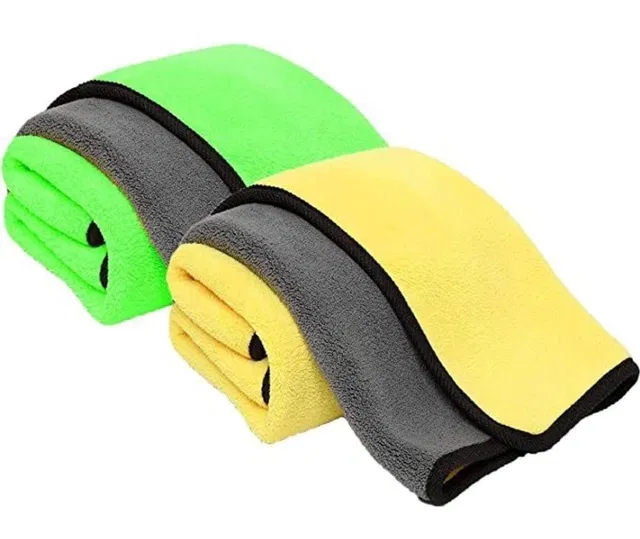 Neekshaa Microfiber Towel (Yellow & Green, 40x40 cm, Pack of 2)