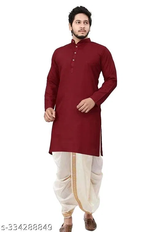 Kurta for Men (Maroon, L)