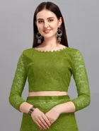 Net Solid Saree for Women 