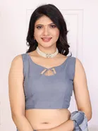 Georgette Printed Saree for Women, Grey 