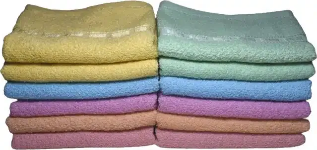 Cotton Super Absorbent Antibacterial Face & Hand Towels (Pack of 12) (Multicolor, 14x21 inches)