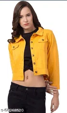 Full Sleeves Solid Jacket for Women & Girls (Yellow, S)