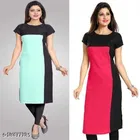 Crepe Color Blocked Kurti for Women 