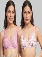 Cotton Blend Printed Padded Bra for Women 