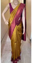 Litchi Silk Woven Design Saree for Women, Mustard 