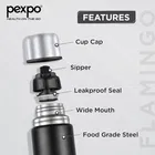 PEXPO Flamingo Hot & Cold Flask | Stainless Steel Flask with Jute Bag- 1000ml - Knight Black