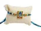 Metal Rakhi with Greeting Card & Roli Chawal 