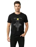 Polyester Printed T-Shirt for Men, Black 
