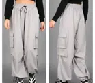 Loose Fit Solid Trackpants for Women (Grey, 28)