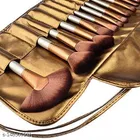 24 Pcs Golden Natural Cosmetic Brush set with Pouch Case 