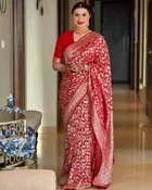 Banarasi Red Art Silk Printed Saree for Women