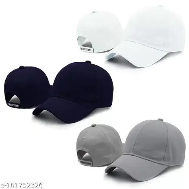 Cotton Caps for Men & Women (Multicolor, Set of 3)