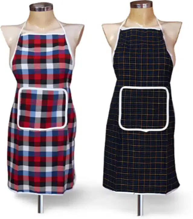 Cotton Kitchen Aprons (Multicolor, Pack of 2)