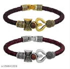 Oxidized Silver Bahubali Kada Bracelet for Men, Pack of 2