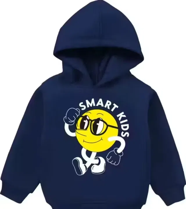 Light Fleece Printed Hoodie for Kids (Blue, 6-8 Years)