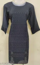 Cotton Blend Embroidered Kurti for Women 