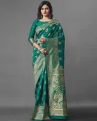 Silk Woven Design Saree for Women, Teal 