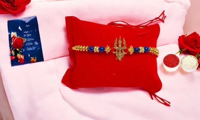 Metal Rakhi with Greeting Card & Roli Chawal (Multicolor, Set of 1)
