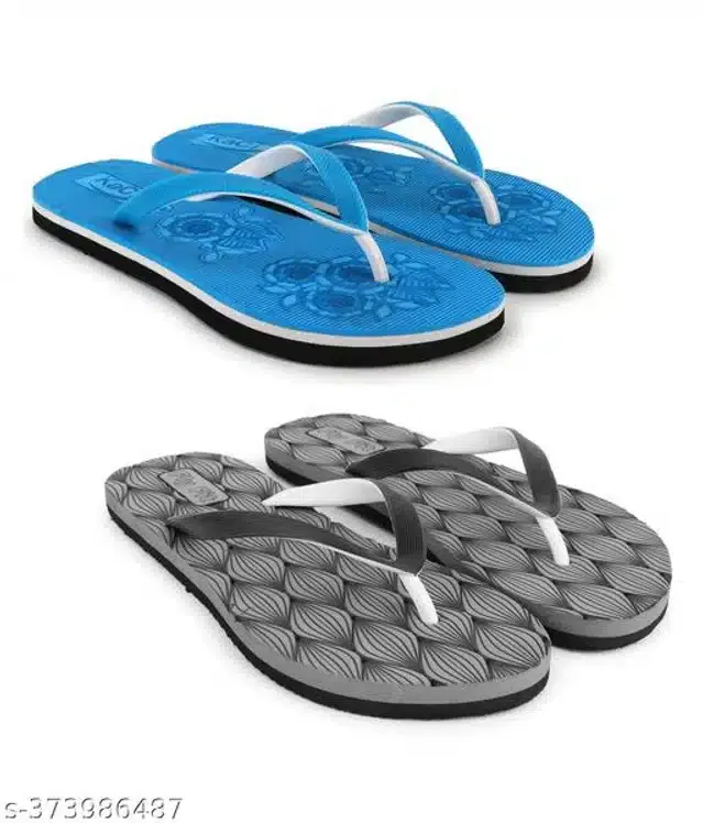 Slippers for Women (Sky Blue & Grey, 6) (Pack of 2)