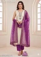 Silk Blend Embroidered Punjabi/All Over Suits for Women 