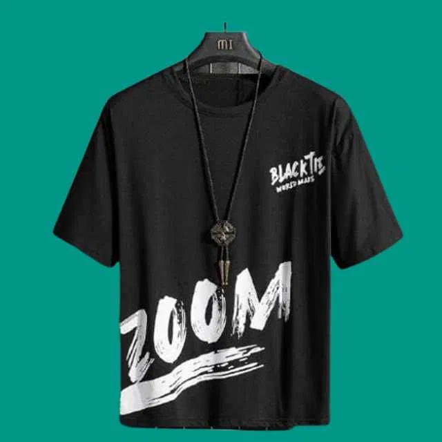 Men's Half Sleeves Printed T-shirt (Black, XL) (SVG-129)