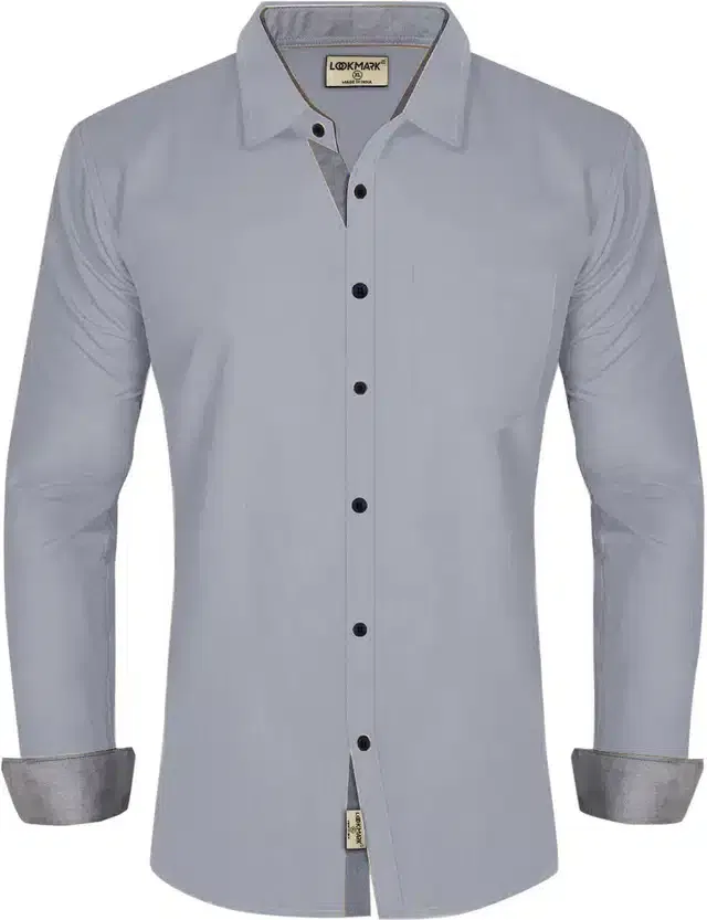 Solid Shirt for Men (Grey, S)