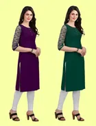Crepe Solid Kurtis for Women 