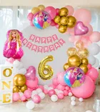 Barbie Theme 6th Birthday Balloon Decoration Kit For Kids, Multicolor, Pack Of 80