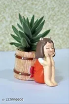 Terracotta Decorative Cute Girl Plant Holder for Home Decor 